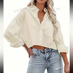 Women's White Daily Long Sleeve Shirt